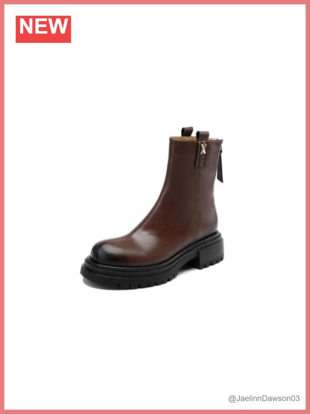 Women's Leather Chelsea Ankle Boots Block Heel Zip Round Toe